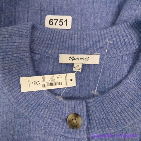 NEW Madewell Donegal dowden Henley Sweater in‎ Coziest Yarn, blue, 2X - Picture 13 of 16